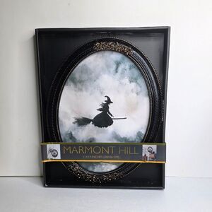 Halloween Marmont Hill Flying Witch On Broom Oval Framed Wall Art Decor - NEW